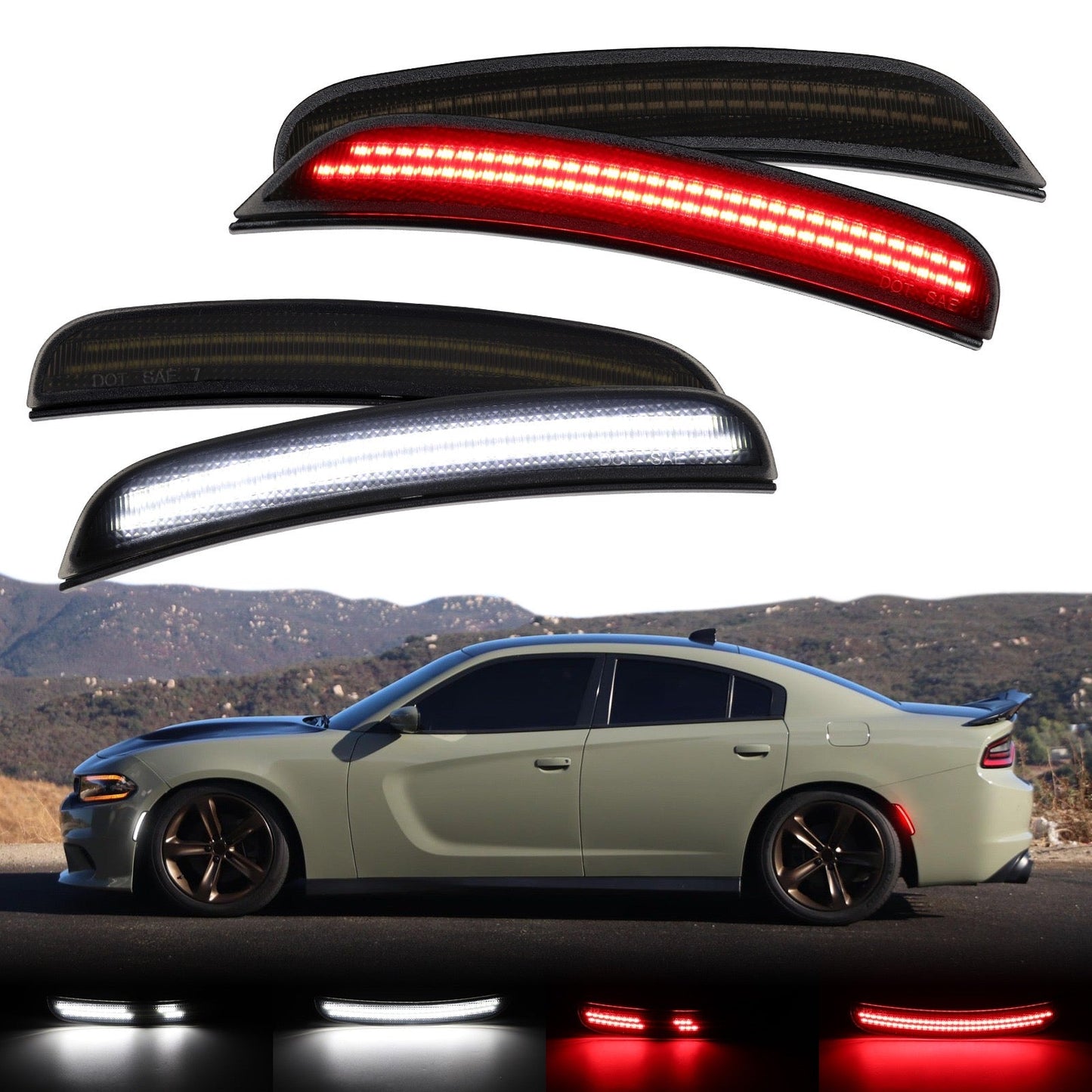CHARGER 15-23 FRONT/REAR DYNAMIC SMOKED LED SIDE MARKERS