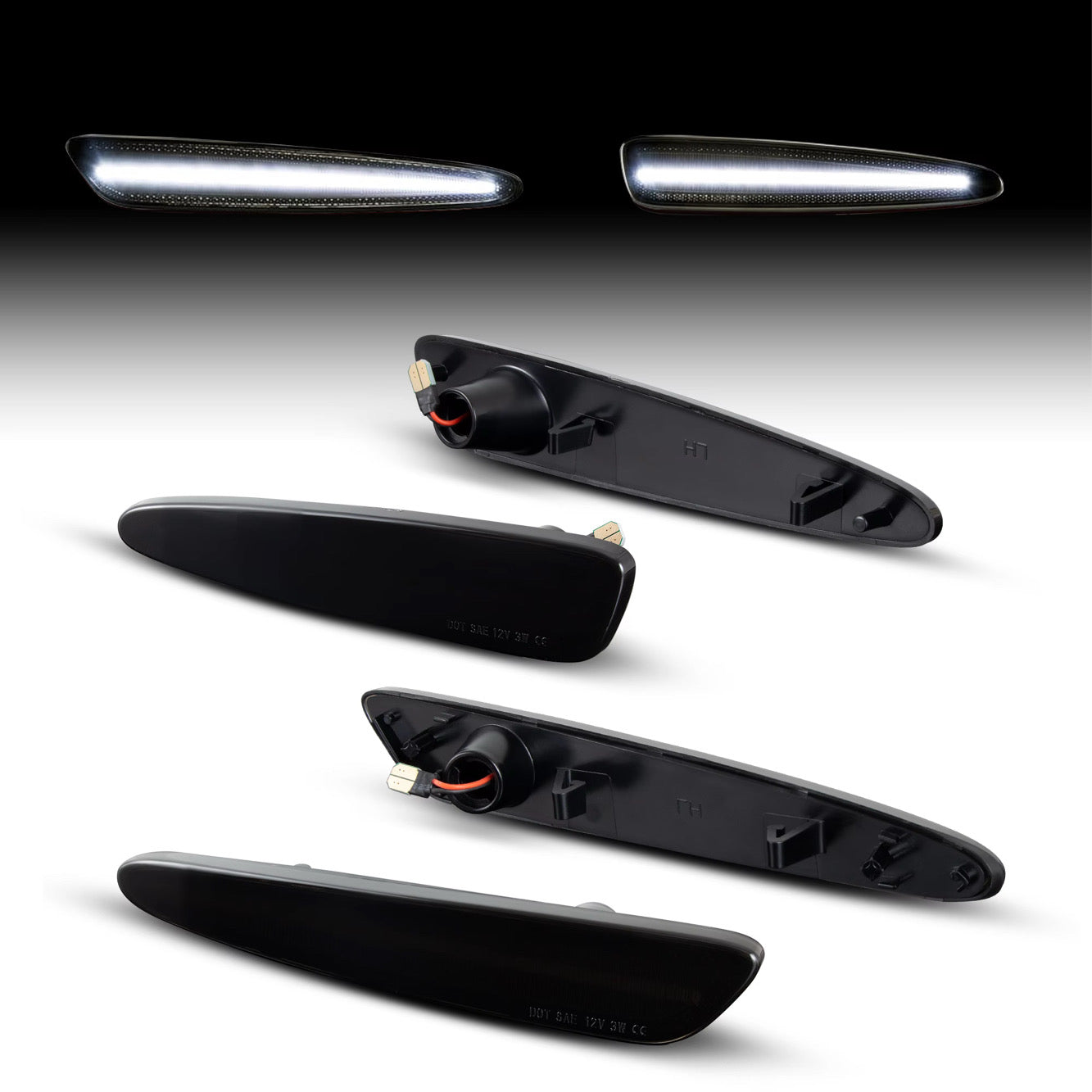 CORVETTE 05-13 FRONT/REAR SMOKED LED SIDE MARKERS
